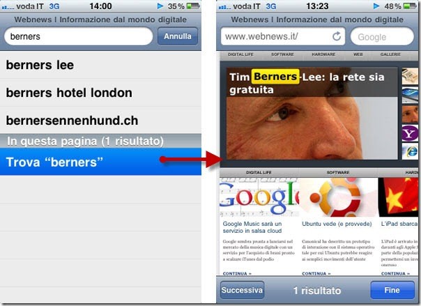 Ricerca Web iPhone