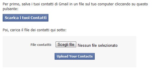 Import dei dati da Google a Facebook - Passaggio 2