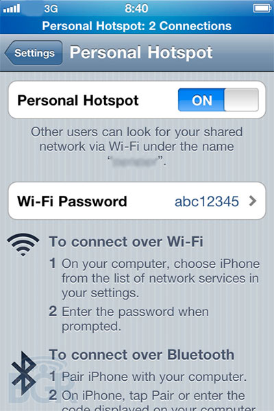 iPhone 4, Personal Hotspot in iOS 4.3