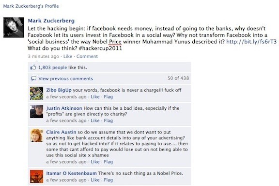 Hackerata la pagina Facebook di Mark Zuckerberg