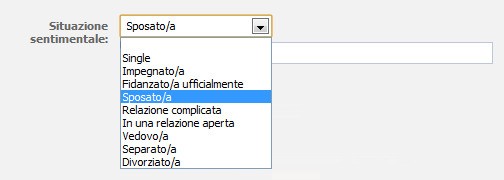 La situazione sentimentale su Facebook in Italia