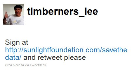 Tweet di Tim Berners-Lee