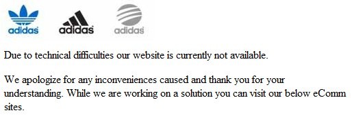 Sito Adidas sotto attacco Sito Adidas sotto attacco