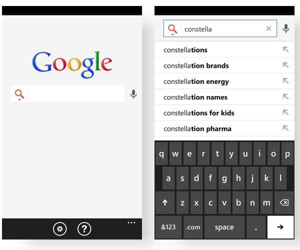 Google Search App per Windows Phone