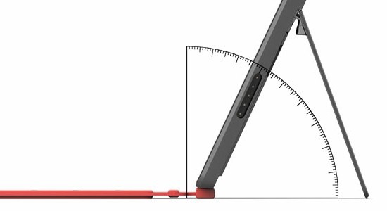 Inclinazione di Microsoft Surface in fase di digitazione