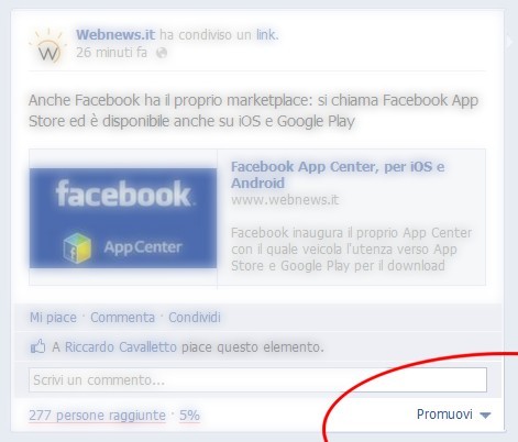 Facebook introduce il pulsante Promuovi Facebook introduce il pulsante Promuovi
