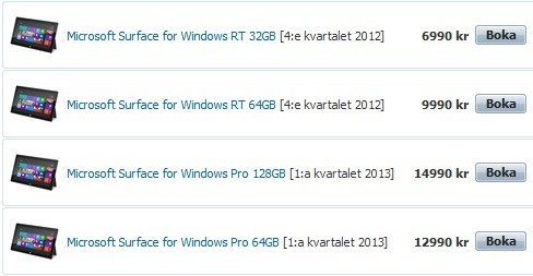 Prenotazione Microsoft Surface su Webhallen