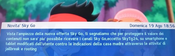 Avviso Sky agli abbonati