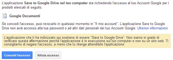 Google Chrome, estensione Save to Drive