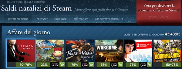 Steam, al via i saldi di Natale