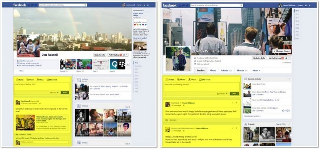 Facebook confronto Timeline Facebook confronto Timeline