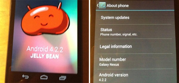 Un Galaxy Nexus equipaggiato con Android 4.2.2 Jelly Bean, prossimo aggiornamento ufficiale per la piattaforma mobile di Google