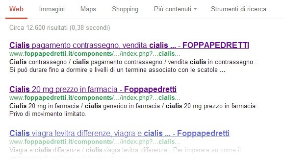 Spam sul sito FoppaPedretti