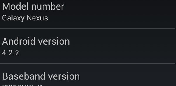 L'aggiornamento ufficiale ad Android 4.2.2 Jelly Bean installato correttamente su un Galaxy Nexus