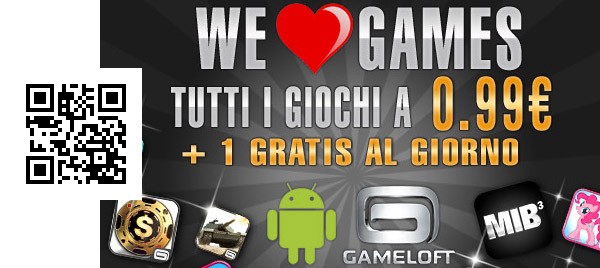 L'iniziativa We Love Games lanciata oggi da Gameloft per San Valentino e il codice QR per scaricare i giochi gratis