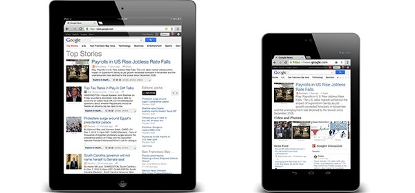 Come si presenta la nuova interfaccia di Google News sui display dei tablet