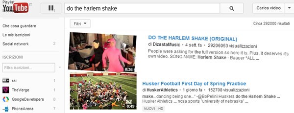 Un easter egg per YouTube: basta cercare "Do the Harlem Shake" e il portale di video sharing prende vita