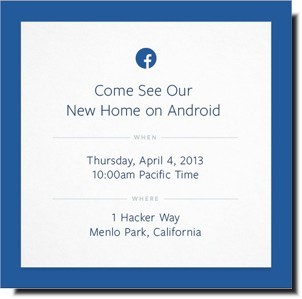 Invito alla presentazione di Facebook Home su Android