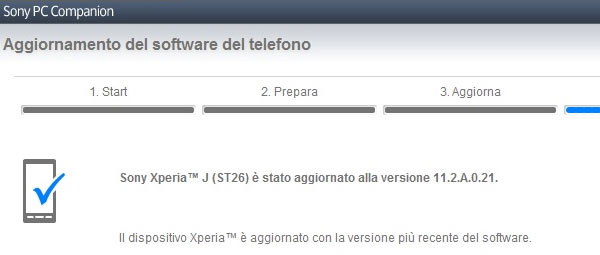 Android 4.1.2 Jelly Bean disponibile per Sony Xperia J, screenshot del software PC Companion