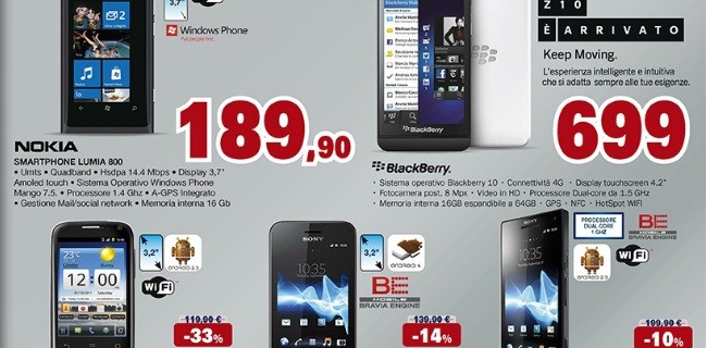 Nokia Lumia 800 a 189 euro da Unieuro Nokia Lumia 800 a 189 euro da Unieuro