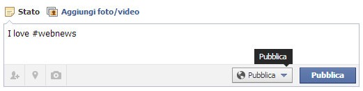 La condivisione di un hashtag su Facebook