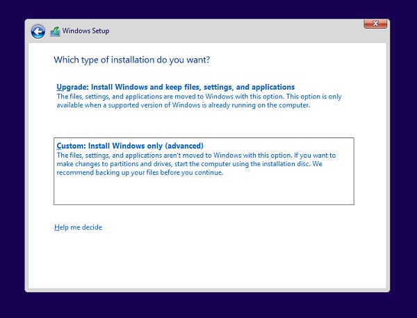 Windows 8.1 Preview: seleziona il metodo di installazione