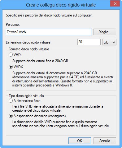 Windows 8.1 Preview: creazione del file VHD (2)