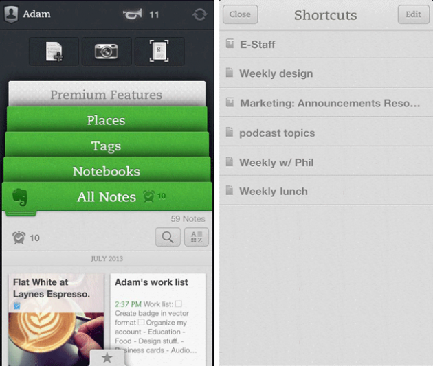 La nuova scheda per gli Shortcuts.