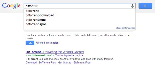 BitTorrent su Google.it