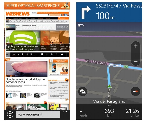 Internet Explorer e Nokia Here su Lumia 1520
