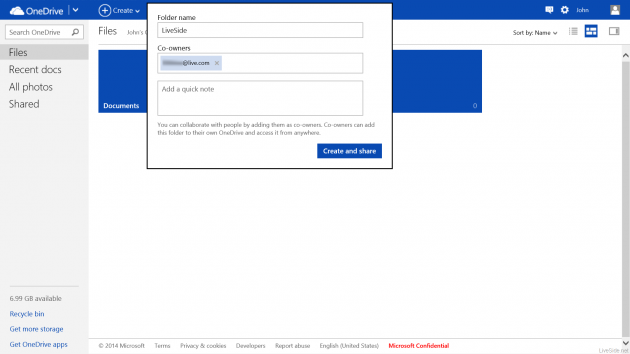 Comproprietà cartelle su OneDrive.