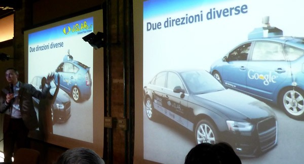 Il prof. Alberto Broggi illustra le differenze tra il prototipo DEEVA e la self-driving car di Google