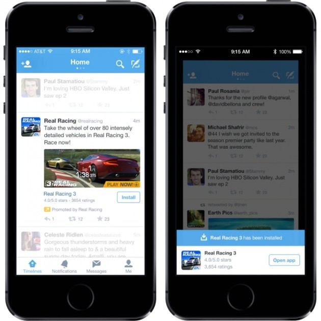 Tweet con il pulsante per il download dell'app.