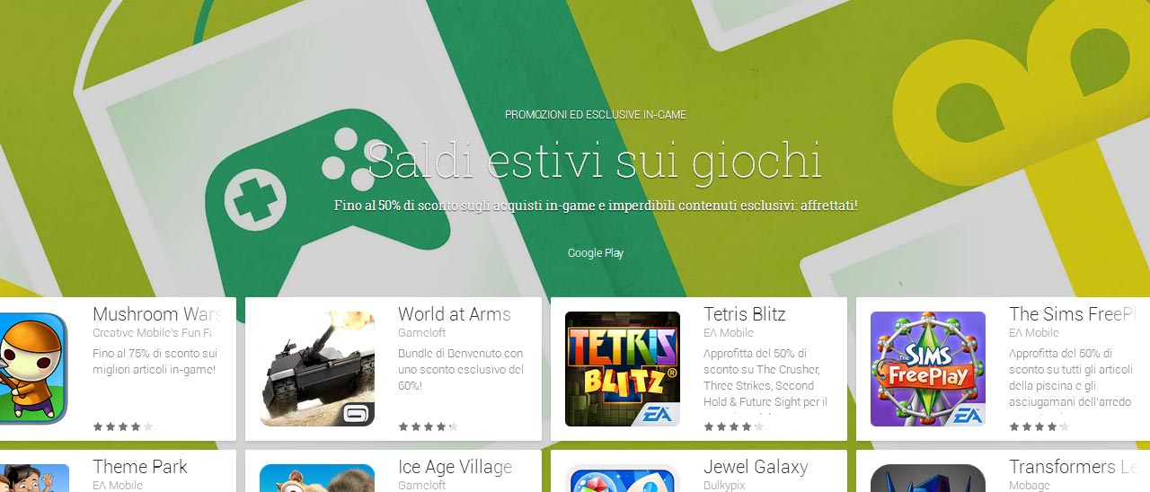 Saldi estivi su Google Play