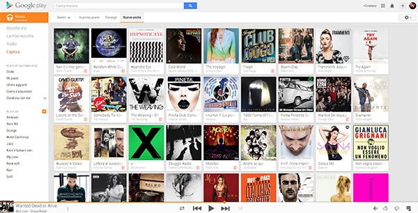 La sezione "Nuove uscite" di Google Play Music