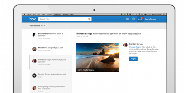 La nuova interfaccia web di Box.