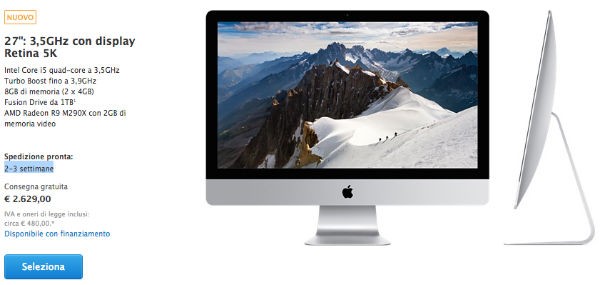 iMac 5K tempi di consegna