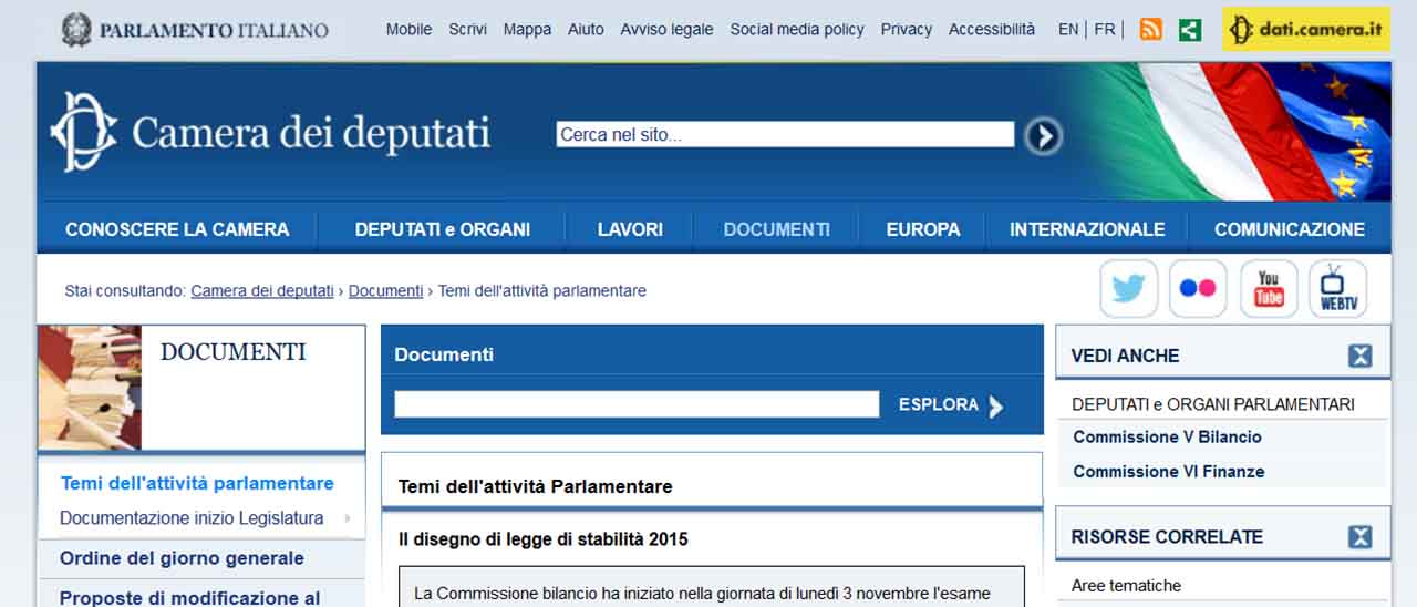 Sito web della Camera: esposto all'Agid Sito web della Camera: esposto all'Agid