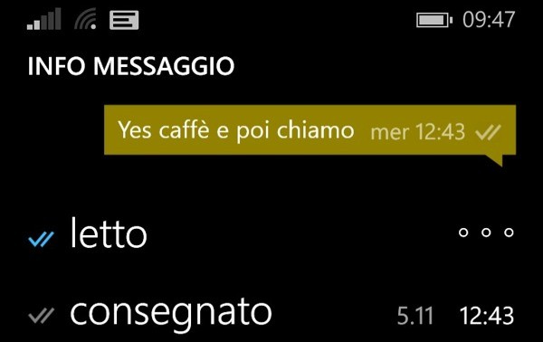 WhatsApp, informazioni dei messaggi