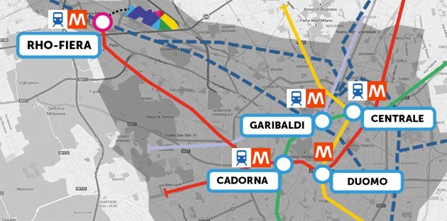 Mappa per raggiungere Expo 2015