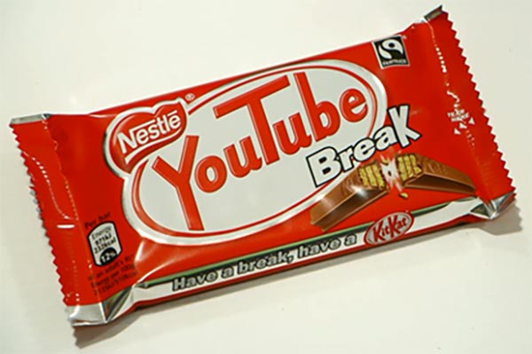 Le barrette KitKat personalizzate con l'involucro YouTube Break