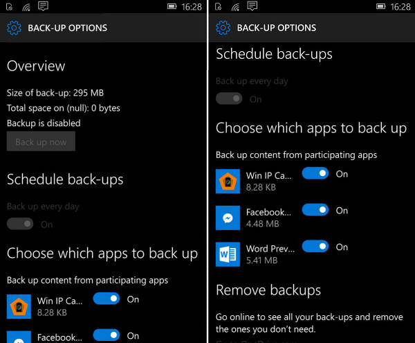 Windows 10 Mobile, nuovo sistema di backup
