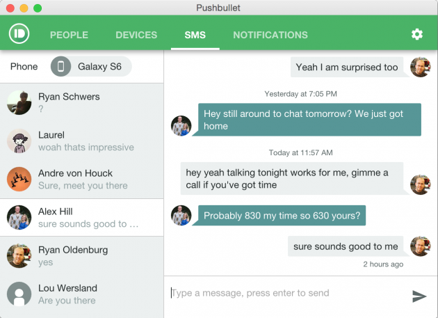 SMS su Pushbullet