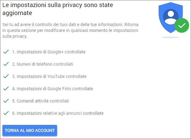 Google: controllo privacy