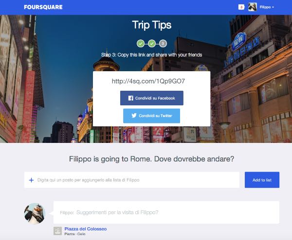 Foursquare Trip Tips