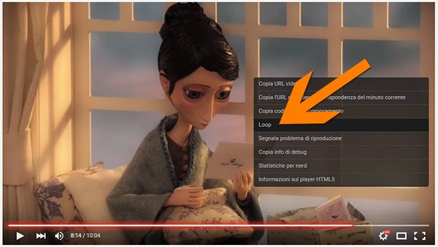 L'opzione introdotta da YouTube per riprodurre un filmato in loop, a ripetizione