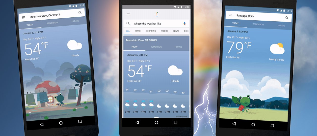 Ufficiale il nuovo meteo di Google Now su Android