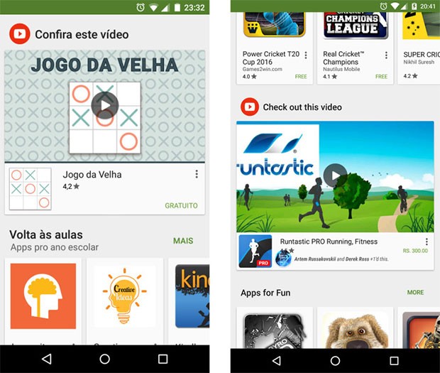 Le inserzioni video per la sponsorizzazione delle app mostrate nella schermata principale di Play Store su dispositivi Android