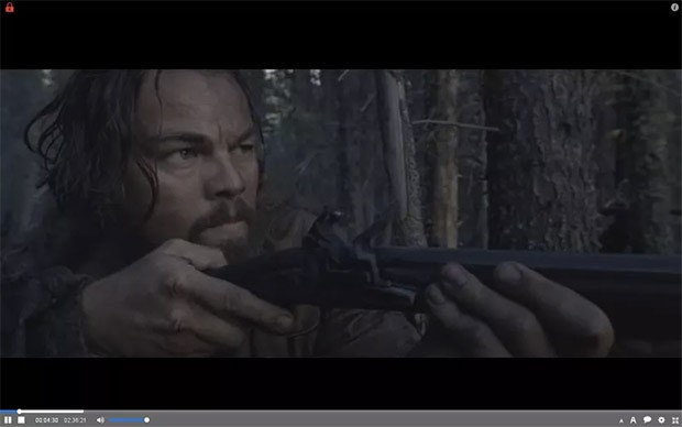 Un fotogramma del film "The Revenant" riprodotto su The Pirate Bay con il plugin Torrents Time