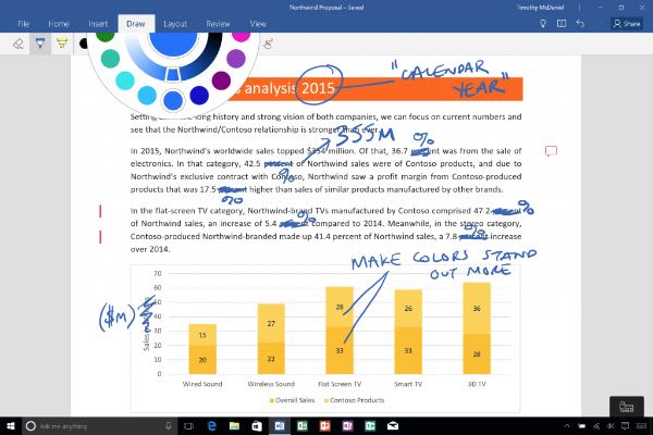 Office, interazione con il pennino su Word